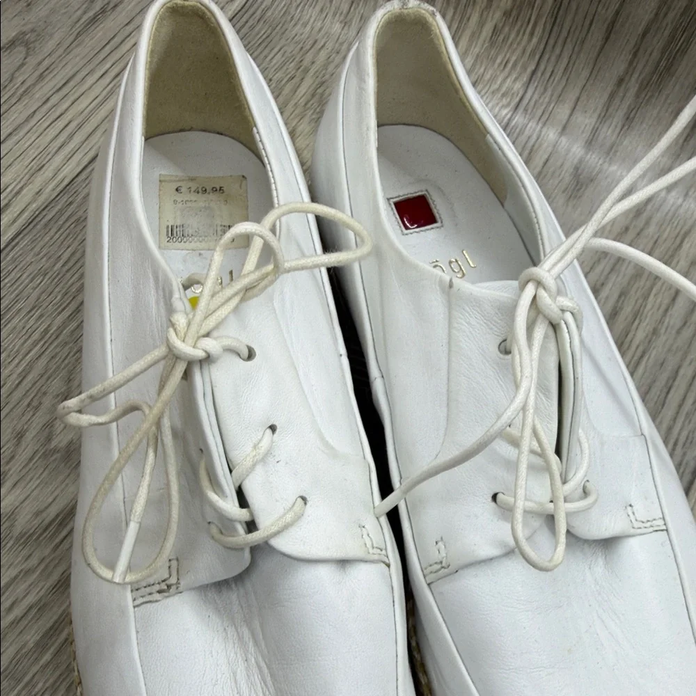 hogl Chic White Lace-Up Platform Shoes